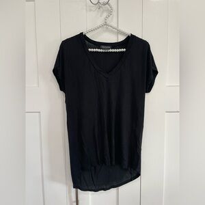 Trouve Women’s Top Black Blouse V-Neck Nordstrom Size Small Short Sleeve